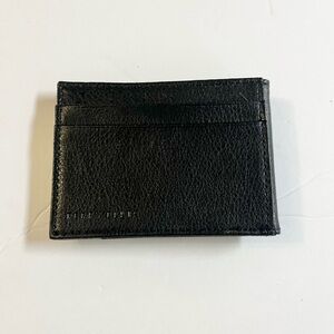 Perry Ellis Black Leather Slim bi-fold money clip Design wallet